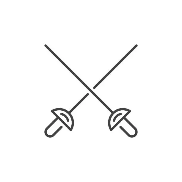 Vector illustration of Crossed Rapiers vector concept icon in thin line style