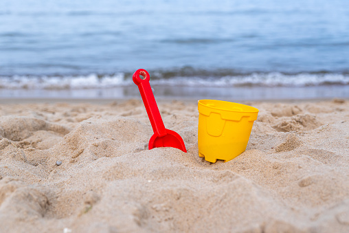 Shovel and bucket at beach