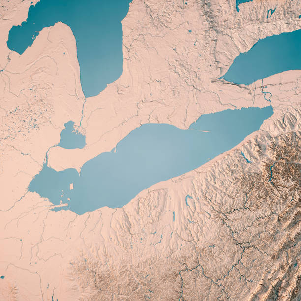 istock Lake Erie Topographic Map 3D Render Neutral 1424208225
