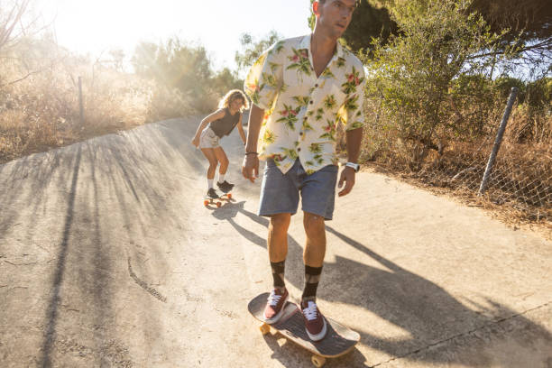 istock surf skate on the river channel 1424211343