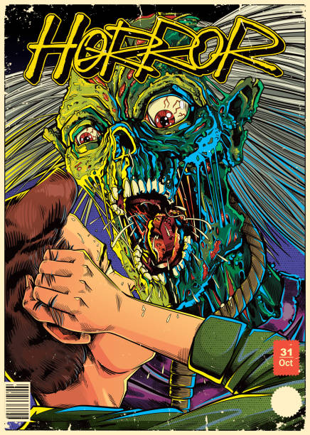 Creepy zombie poster illustration vector art illustration