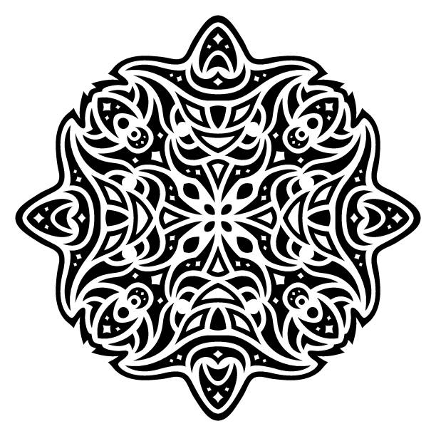 Tribal tattoo art with black single pattern Beautiful monochrome tribal tattoo vector illustration with abstract black single pattern isolated on the white background maori tattoos stock illustrations