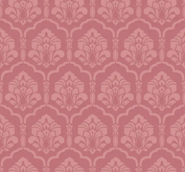 Vector illustration of Pink Victorian Damask Luxury Decorative Fabric Pattern