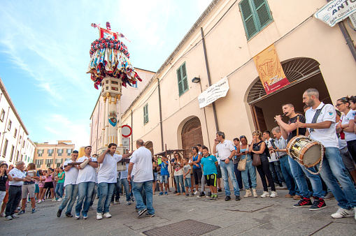 Faradda di Candelieri, Sassari, Unesco, the candlesticks parade in the streets of the city among the citizens in celebration