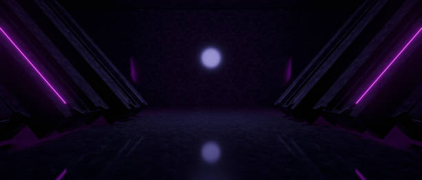 istock Elegant Deep Immersion Space Tunnel Architectural Corridor Black Technology Background Wallpaper 3D Illustration 1424231464