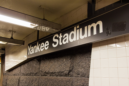 New York, United States, April 2018 Yankee Stadium subway