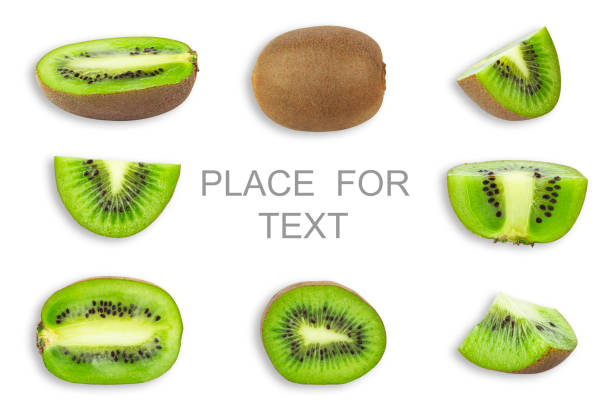 istock Creative kiwi mockup. Food concept. copy space. Kiwi background for design and packaging. flat lay 1424247693