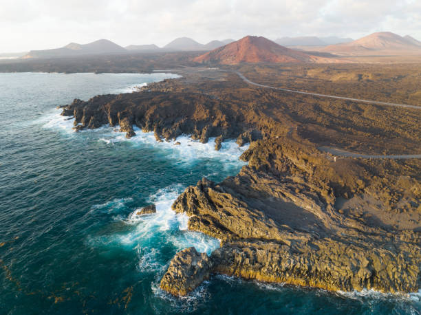istock Lanzarote Cliffs hervideros from aerial view 1424248020