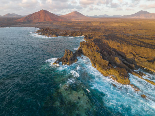 istock Lanzarote Cliffs hervideros from aerial view 1424248030
