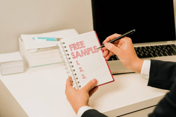 istock Writing displaying text Free Sample. Word Written on portion of products given to consumers in shopping malls 1424248557
