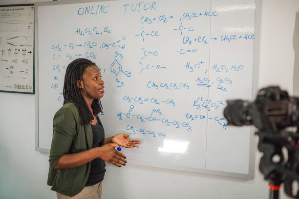 istock Black female teacher teaching chemistry for an online class 1424251528