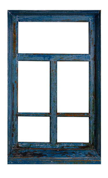 istock old window frame with remnants of blue paint isolated on white background 1424253238
