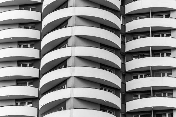 istock Balconies. Concrete balustrades for balconies in a residential building 1424257810