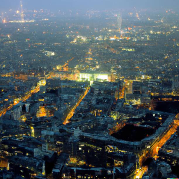 istock 8K Paris by night helicopter shot, photorealistic 1424258158