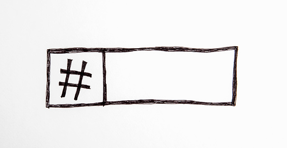 Hashtag mark. Free space for text on a white background.