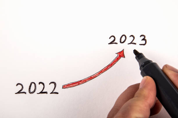 istock 2023 new goals. Old year review concept 1424267124