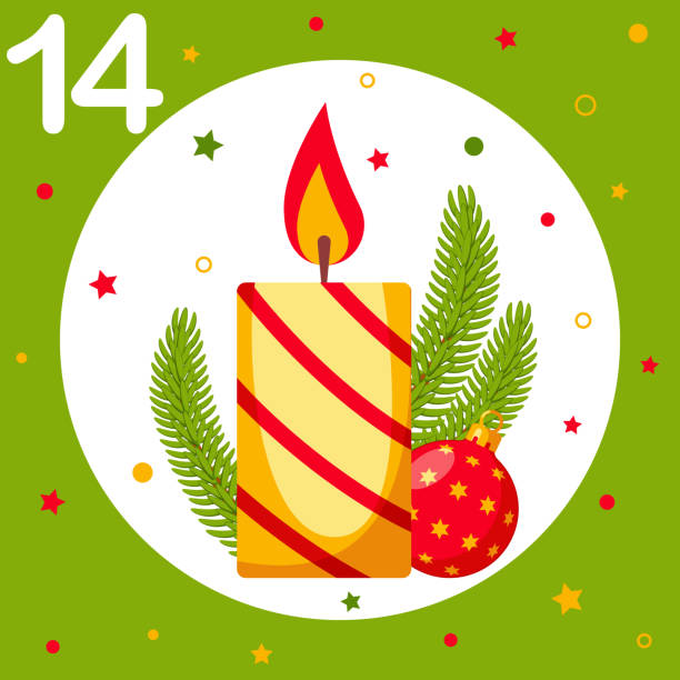 ilustraciones, imágenes clip art, dibujos animados e iconos de stock de calendario de adviento de navidad, ventana, celular número 14 - advent calendar christmas number number 14