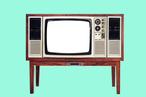 istock Old tv stand with wood case 1424274311
