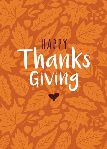 happy thanksgiving card with autumn leaves background. - thanksgiving stock illustrations