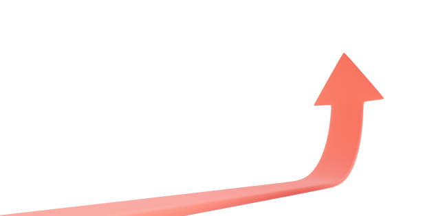 Red arrow go up. Progress, growth, improvement or success concept. Way of growth. 3d arrow symbol. 3d rendering illustration.