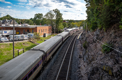 Lafeyette, LA, USA - April 17, 2015: Amtrak Train traveling through town