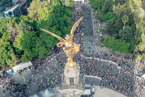 Aerial shot of a crowd in Mexico City