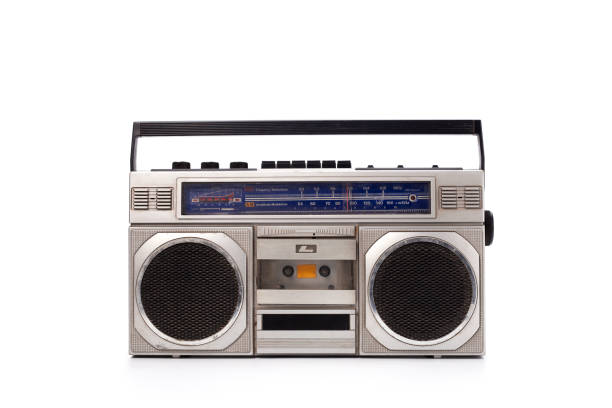 istock Retro cassette radio isolated on white background. 1424291510