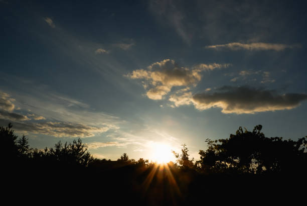 istock Beautiful sunset. Cloudy background in blue colors. 1424292600