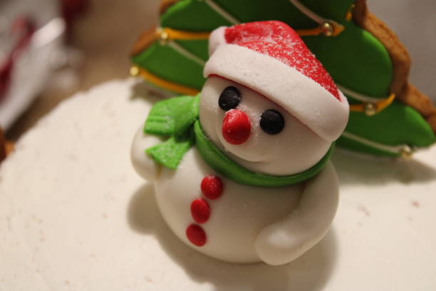 istock Christmas Cake. Snowman and Christmas Tree Ornament 1424300354