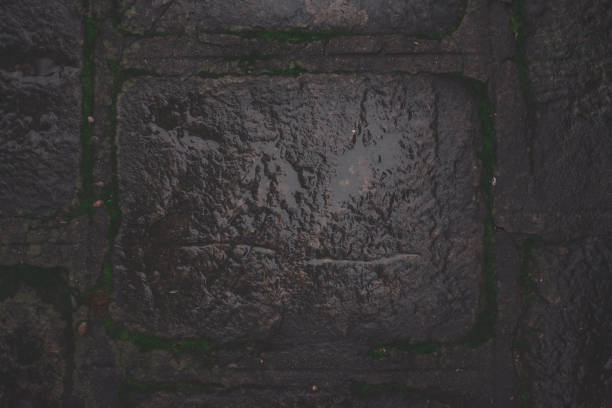 Wet Stone Wall Texture Background after Rain