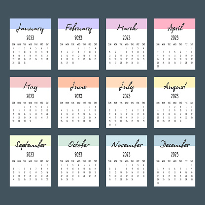 calendar for 2023 starts sunday, vector calendar design 2023 year