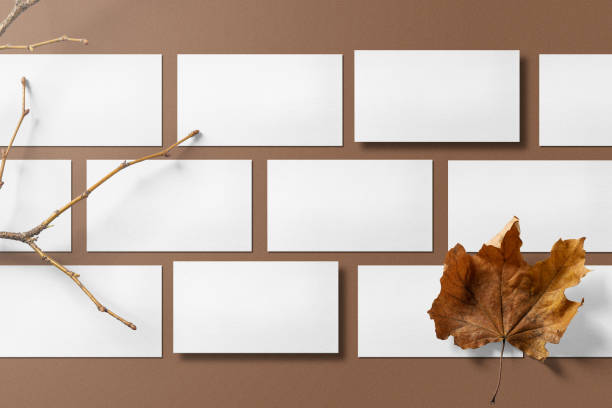 istock Clean minimal business card mockup on background with maple and stick 1424304657