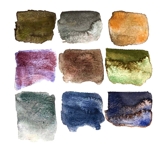Set of watercolor stains. Abstract background. Template for decor. Isolated illustration. Multicolored spots.