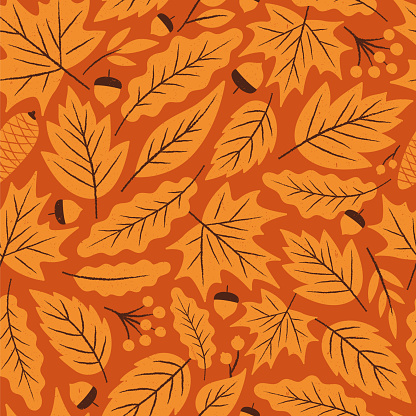 Autumn Leaves seamless pattern. Stock illustration