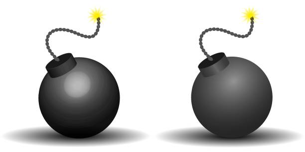 istock 3d style bomb isolated on white. Handmade colorful paper cutting bomb 1424307438