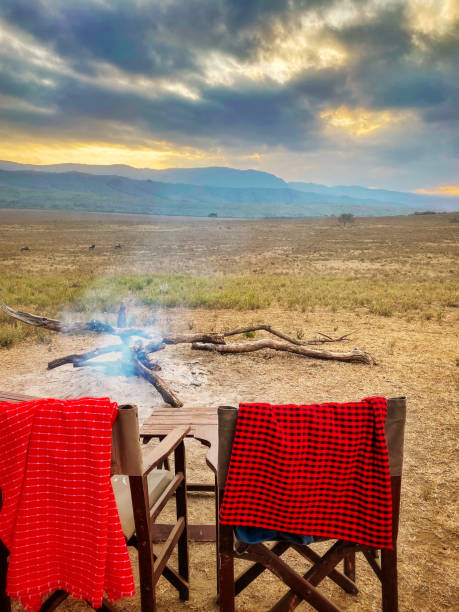 istock Two Maasai blankets hanging on outdoor chair 1424307530