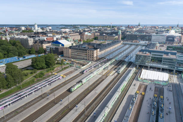 istock Helsinki Train Station, Finland. Drone Point of View. 1424310344