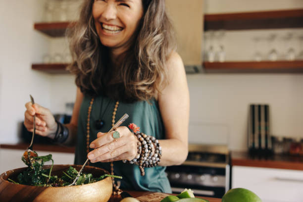 istock Digging in to a healthy vegan meal 1424312192