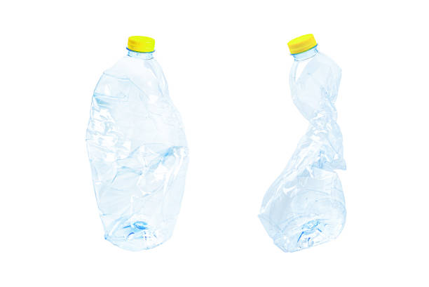 istock Plastic water bottle with empty crumpled used isolated on white background, reuse, recycle, pollution, environment, ecology, waste concept. 1424312679