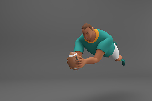 3d rendering Rugby players fight for the ball on professional rugby
