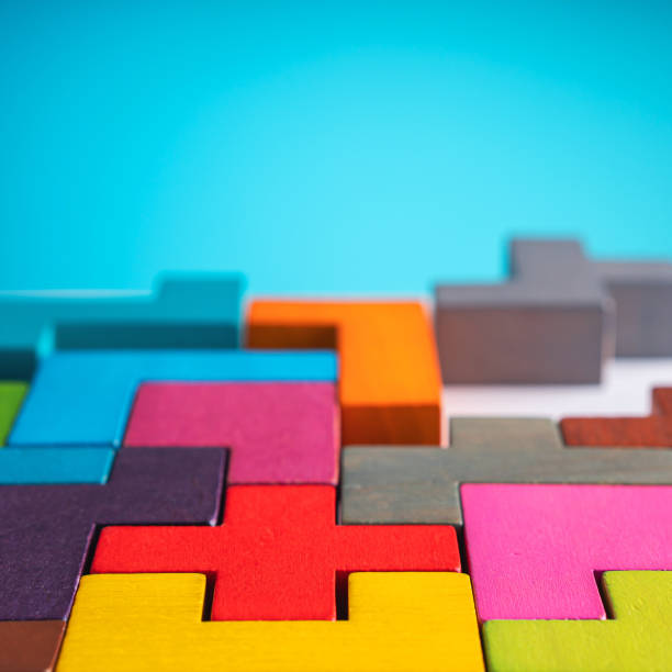 istock Geometric shapes on a blue background 1424332492