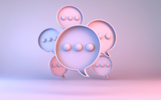 3d render Social Media Circle Chat icon Pastel Soft (Depth Of Field)