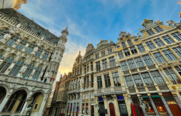 The street Rue de la Tête D'or Grand Place Brussels stock photo