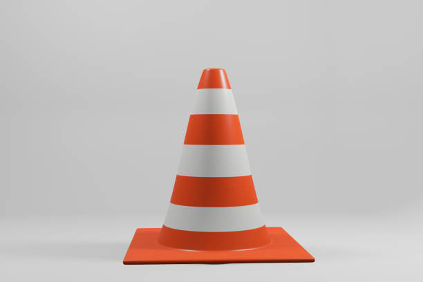 istock Traffic cone use for caution, attention or warning sign in construction site 1424340380