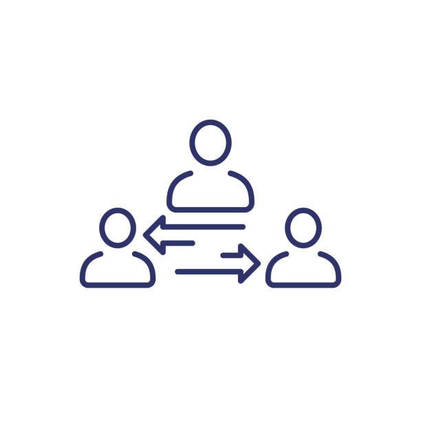 fitness, health, gym trendy icons on circles broker or mediator line icon on white arbitration icon stock illustrations
