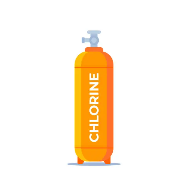 Vector illustration of Chlorine gas cylinder, tank vector