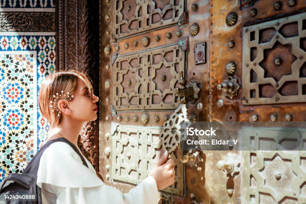 Woman Knocking On A Sacred Door Stock Photo - Download Image Now - Church, Leaving, Abandoned