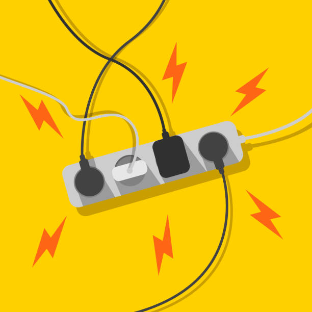 단락 회로 - electric plug electricity power cable power stock illustrations
