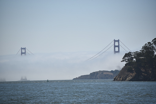 Golden Gate Bridge in the fog, San Francisco, USA. High quality photo