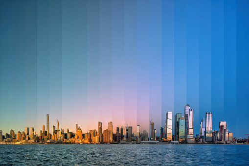 Day to night photo of the Manhattan skyline